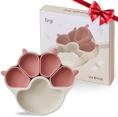 MEOW Dry Rose Divided Silicone Toddler Suction Plates Non-Slip Silicon Plate for Baby Led Weaning Supplies BPA Free Travel Non-Toxic Kids Tray with Suction - Image 2