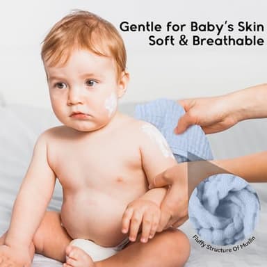 Unnivoll Muslin Burp Cloths for Baby 100% Cotton Burping Cloths for Boys Girls Large 20''X10'' Extra Soft and Absorbent 12 Pack - Gradient White Blue - Image 4