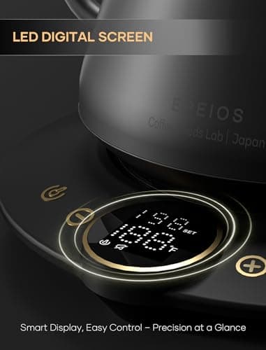 INTASTING Electric Kettle, Gooseneck Electric Kettle, ±1℉ Temperature Control, Stainless Steel Inner, Quick Heating, for Pour Over Coffee, Brew Tea, Boil Hot Water, 1500W/0.9L Black - Image 6