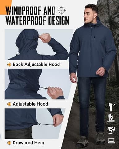 33,000ft Men's Packable Rain Jacket Lightweight Rain Shell Jacket with Hood Waterproof Raincoat for Cycling - Image 4