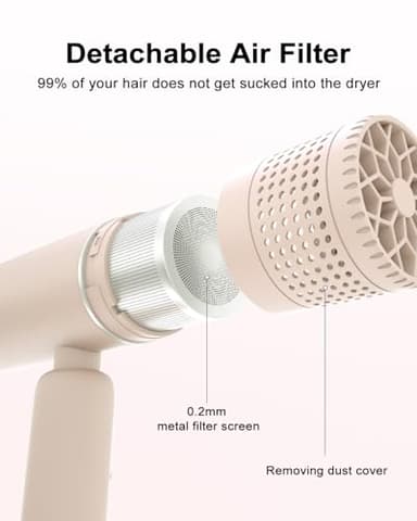 7MAGIC Foldable Hair Dryer, Powerful Ionic Blow Dryer for Fast Drying, Travel Hair Blow Dryer with Storage Bag, Lightweight Portable Hairdryer for Women, Cold/2 Heating/2 Speed Settings, Pink - Image 4