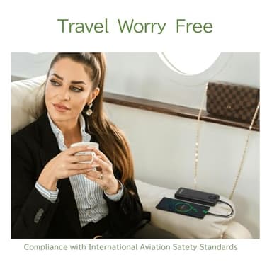 GrnOas.E Power Bank,10000mAh 22.5W Max Portable Charger Built in Cables，4 Outputs 2 Inputs External Phone Powerbank,5V/3A Fast Charging Travel Charger for iPhone Android iPad,(Pearl Black) - Image 5