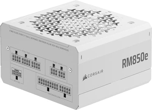 CORSAIR RM850e (2025) Fully Modular Low-Noise ATX Power Supply with 12V-2x6 Cable – ATX 3.1 & PCIe 5.1 Compliant, Cybenetics Gold Efficiency, 105°C-Rated Capacitors, Modern Standby Mode – White - Image 1
