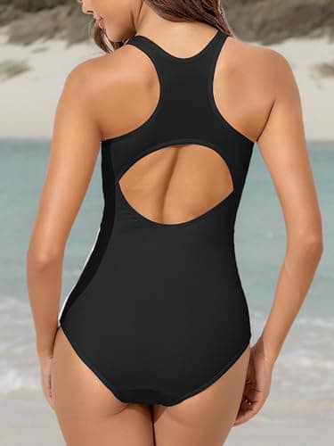 Beautikini Period Swimwear Women's One Piece Leakproof Menstrual Bathing Suit Racerback Swimsuit for Teens Girls Black S - Image 7