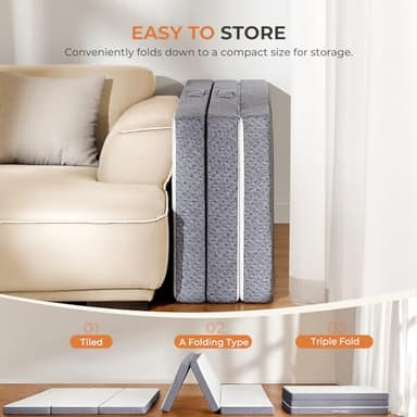 Sweetnight Tri Folding Mattress - 4-inch Foldable Mattress with a Collapsible and Washable Cover | Medium-Firm with Non-Slip Design | Suitable for RV Travel, Camping, Guest （Twin） - Image 5