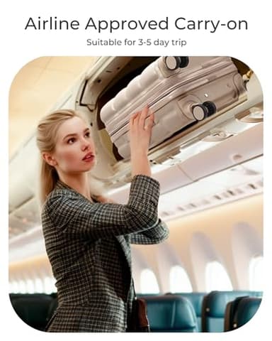 BAGSMART Carry on Luggage with Spinner Wheels, 22x14x9 Carry On Luggage Airline Approved With TSA Lock, Durable Hard Shell Carry On Suitcase 20 inch, Flaxen Almond - Image 4