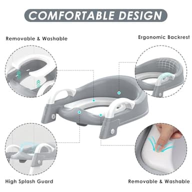 Zieyeen Potty Training Seat with Step Stool Ladder, Toddler Potty Training Toilet for Boys Kids, Potty Chair Adjustable Potty Seat for Toilet with Anti-Slip Wide Steps Splash Guard Safety Handles - Image 3