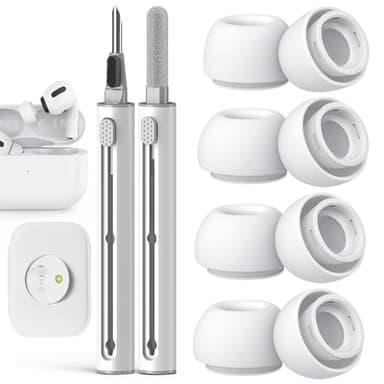Pohgelan Compatible with AirPods Pro 2nd/1st Generation Replacement Ear Tips,with Noise Reduction Hole & Built-in dust Guard Screen,for USB-C Charging Case with Cleaner kit -4 Sizes (XS/S/M/L)-Whiite - Image 1