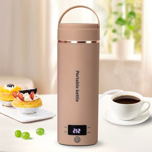 Travel Electric Kettle Portable Mini Kettle,Small Hot Water Boiler with 4 Temperature Settings,304 Stainless Steel, Fast Boiling Water with Auto Shut-Off and Boil Dry Protection,400 ml (Brown, 400ML) - Image 1