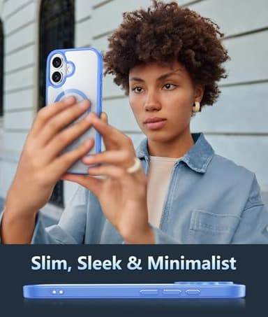 FNTCASE for iPhone 16 Phone Case: Clear Magnetic Military Grade Drop Protection Anti Yellowing Slim Case - Rugged Shockproof Protective Transparent Cell Phone Cover (E-Ultramarine) - Image 7