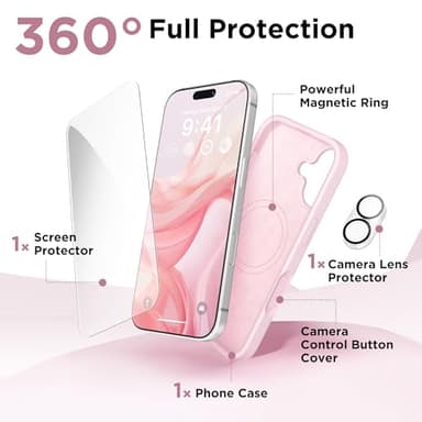 GolbinBox Magnetic for iPhone 17 Case, Compatible with MagSafe, Screen Protector + Camera Lens Protector, Liquid Silicone Shockproof Phone Cover with Anti-Scratch Microfiber Lining, Chalk Pink - Image 8