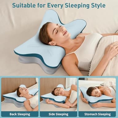Cervical Pillow for Neck Pain Relief - Ergonomic Neck Pillow for Sleeping Contour Memory Foam Pillows with Cooling Pillowcase, Orthopedic Bed Pillow for Side Back Stomach Sleepers - Image 7