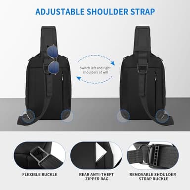 Sling Backpack Men, Waterproof Shoulder Bag with USB Charging Port, Holds 9.7 Inch ipad, Sling Bag for Traveling, Sporting, Cycling, Daily - Image 5