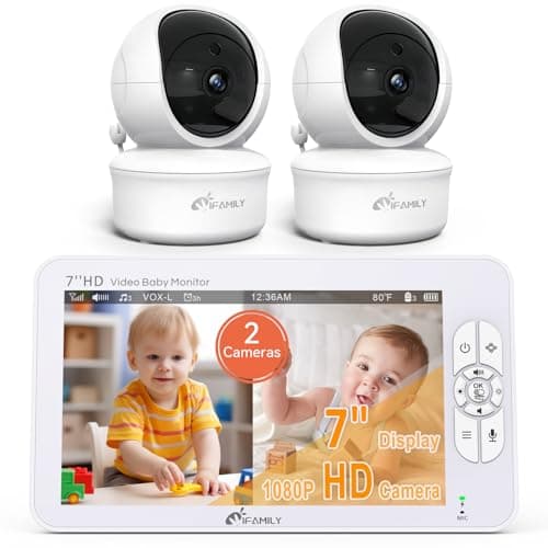 iFamily 7" Large Split Baby Monitor with 2 HD Cameras and Audio, 1080P HD Video Baby Monitor No WiFi,Hack Proof - Image 1