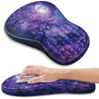 YIWEI Ergonomic Mouse Pad with Wrist Rest Support, Mousepad with Comfortable Memory Foam Wrist Rest and Non-Slip PU Base for Pain Relief, Computer, Laptop, Office, Home (Moonlit Night) - Image 1