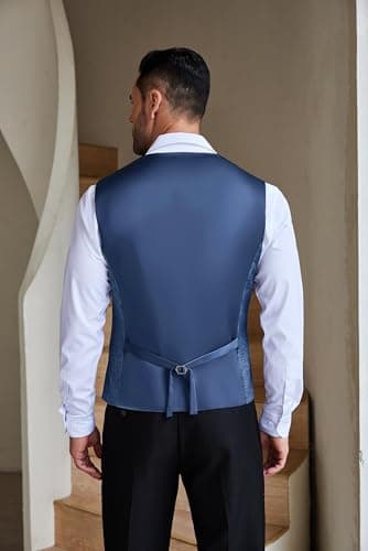 COOFANDY Men Sleeveless Slim Fit Vest Casual Wedding Suit Drawstring Waistcoat - Image 3