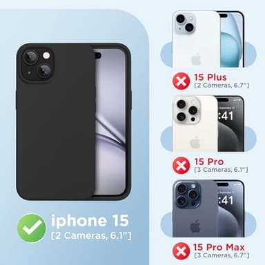 GolbinBox Magnetic for iPhone 15 Case, Compatible with MagSafe, [Soft Anti-Scratch Microfiber Lining], Slim Liquid Silicone Shockproof Protective Phone Case for iPhone 15 6.1 inch, Black - Image 2