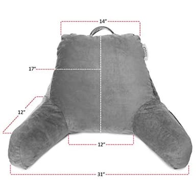 Nestl Reading Pillow with Shredded Memory Foam, Designed for Sitting Up in Bed and Couch, Back and Arms Adjustable Support for Adult & Teens Backrest Pillows for Reading, with Washable Cover Dark Grey - Image 4