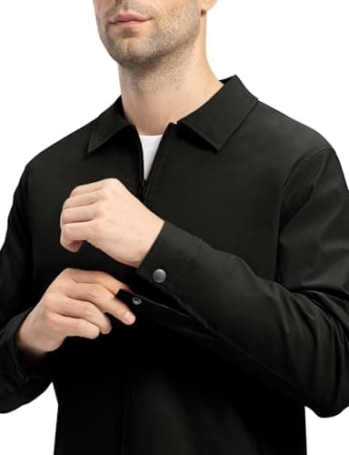 TBMPOY Men's Lightweight Jackets Casual Windbreaker Stylish Light Fall Spring Golf Work Dress Business Black XL - Image 4