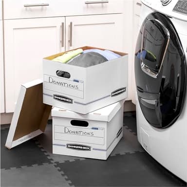 Bankers Box 30 Pack STOR/FILE Basic Duty File Storage Boxes, Standard Assembly, Lift-off Lid, Letter/Legal, White/Blue - Image 2