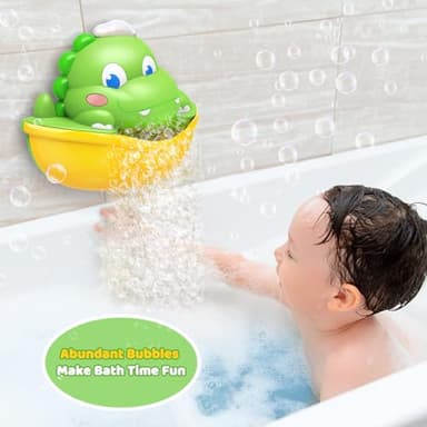 Bath Toys,Light-Up Bath Bubble Machine Automatic Bubble Maker Bathroom Toy for Kids Ages 1-3 4-8 Toddler Bathub Toy Dinosaur Toys for Kids 3-5 - Image 4