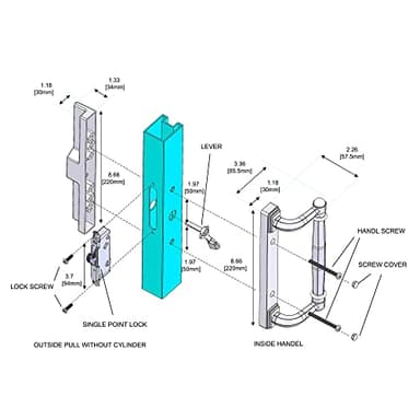 House Guard 20002 Series Patio Door Lock and Handle Set Choices That Add a Unique Signature to Your Patio Doors Glass Sliding Door Handle (White) - Image 2