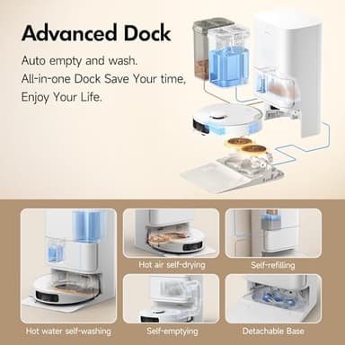 MOVA P10 Ultra Robot Vacuum and Mop 8,300Pa Suction 140°F Hot Water Auto Mop Washing & Drying, Dual Spinning Extenable Clean, 10.5mm Lifting for Carpet, 360°Obstacle Avoidance, App Control - Image 3