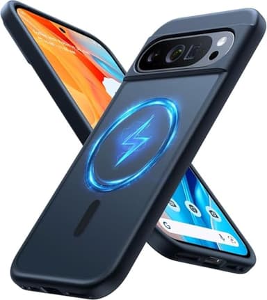 TORRAS Magnetic Shockproof for Google Pixel 9 Pro XL Case, [Fit for MagSafe][16FT Mil-Grade Drop Protection] Translucent Protective Anti-Fingerprint Anti-Scratch Case for Pixel 9 Pro XL, Black - Image 1