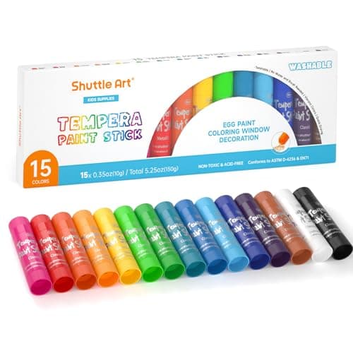 Tempera Paint Sticks, 15 Colors Solid Tempera Paint for Kids, Super Quick-drying, Washable, Works Great on Paper Wood Glass Ceramic Canvas - Image 1