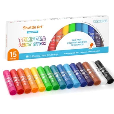 Tempera Paint Sticks, 15 Colors Solid Tempera Paint for Kids, Super Quick-drying, Washable, Works Great on Paper Wood Glass Ceramic Canvas - Image 1