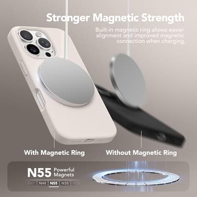 GONEZ Magnetic for iPhone 16 Pro Case, Compatible with MagSafe, [Screen Protector + Camera Lens Protector], Silicone Shockproof Anti-Scratch Protective Phone Case 6.3 inch, Stone - Image 3