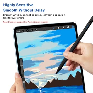Stylus Pens for Touch Screens Power-Display Tablet Pen POM Tip Magnetic Digital Touch Pen Compatible with iPhone/iPad/iPad Pro/Lenovo/and Other iOS/Android Smartphone and Tablet Devices (Black) - Image 6
