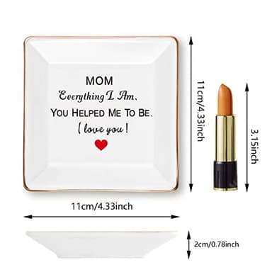 Mothers Day Mom Gifts from Daughter Son,Jewelry Tray Ceramic Ring Dish Decorative Presents for Mother,Personalized Birthday Gifts for Mama Wife from Husband Kids,Unique Present for Mom Wife Women Her - Image 4