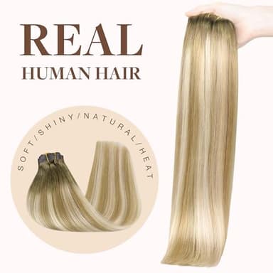 GOO GOO Clip in Hair Extensions Real Human Hair, Remy Human Hair Extensions Clip ins for Women, Natural Human Hair, 22inch 150g 7Pcs, 5A/90/16F Bahamian Balayage - Image 8