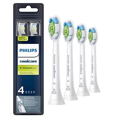 Philips Sonicare Genuine W DiamondClean Replacement Toothbrush Heads, 4 Brush Heads, White, HX6064/65 - Image 1