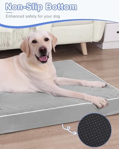 KSIIA Orthopedic Dog Bed Extra Large Dog Bed with Removable Machine Washable Cover Waterproof Crate Pad with Egg Crate Foam and Non-Slip Bottom, 47x29 Inch, Light Gray - Image 7