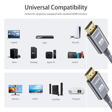 LEADSTAR HDMI Cable 4K 15 ft / 4.5m, High Speed HDMI 2.0 Cord Braided | 4K@60Hz, Ultra HD, 2160p, ARC, HDR, 3D, HDCP 2.2 | for Xbox, PS5, TV, Laptop, Monitor - Image 6