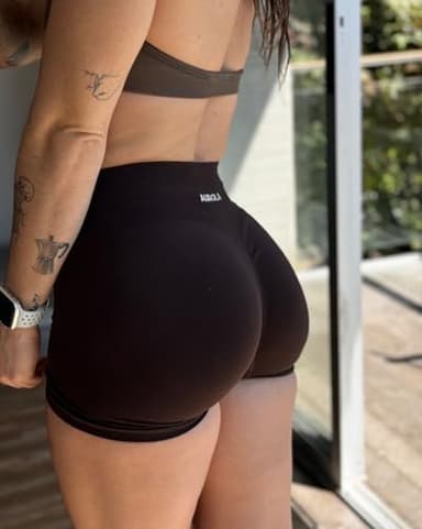 AUROLA Influence Collection Workout Shorts for Women,No Roll Up New Scrunch SeamlessGym Short-3.5" Inseam, Coffee, XL - Image 6