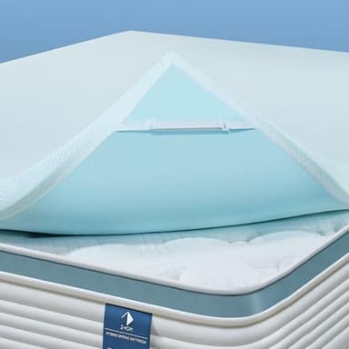 3 Inch King Size Memory Foam Mattress Topper, Cooling Gel Bed Topper with Premium Removable Skin-Friendly Non-Slip Cover, High Density Ventilated Mattress Pad CertiPUR-US & Oeko-Tex Certified, White - Image 1