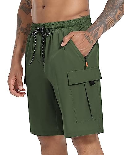 Men's Cargo Shorts Quick Dry Lightweight Stretch Hiking Shorts for Men with 5 Pockets No Lining Olive - Image 1