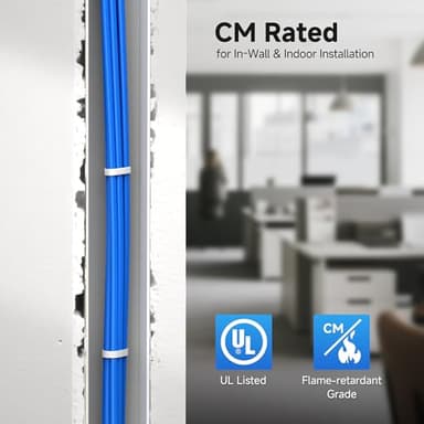 Cable Matters [UL Listed] 10Gbps in-Wall (CM) Rated 23AWG Bare Copper Cat 6 Cable - 500ft, Solid, UTP Cat6 Bulk Ethernet Cable, Cat6 Ethernet Cord, Blue - Image 6