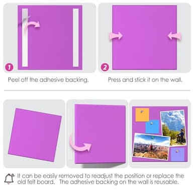 MaxGear Large Cork Board for Wall 36" x 24", Rose Pink Bulletin Board, 6 Pack Felt Wall Tiles with Pushpins, Cork Boards for Office Push Pin Board Tack Board Felt Board - Image 5