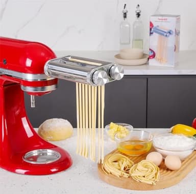 FavorKit Pasta Maker Attachment for KitchenAid Mixers,3 in 1 Set Included Pasta Sheet Roller, Spaghetti and Fettuccine Cutter Accessories - Image 5