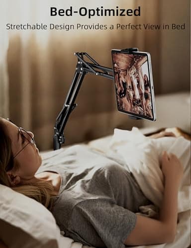BluuSuuk Tablet Floor Stand with 11lb Stable Base - Adjustable Height Stretchable Arm Swivel Holder Mount, Compatible with iPad Pro Air Mini 12.9/9.7, Kindle, Galaxy Tab, Cell Phones (4.7''-13'') - Image 2