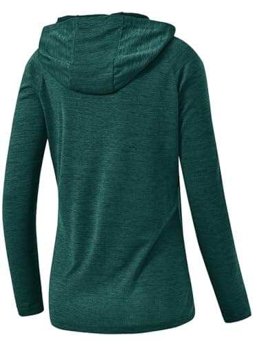 TBMPOY Womens UPF 50+ Sun Protection Hoodie Shirt Long Sleeve Fishing Hiking Outdoor UV Shirt Lightweight Blackish Green L - Image 2