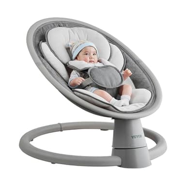 VEVOR Baby Swing, 5-Speed Portable Infant Swing with Remote Control, Touch Panel, Bluetooth Music, 10 Preset Lullabies & 5-Point Safety Harness for 0-9 Month Boys Girls Up to 20lbs - Image 9