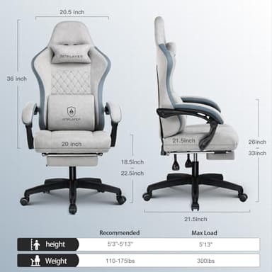 GTPLAYER Gaming Chair, Computer Office Chair with Pocket Spring Cushion, Linkage Armrests and Footrest, High Back Ergonomic Computer Chair with Lumbar Support Task Chair with Footrest - Image 2