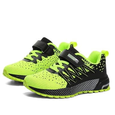 KUBUA Kids Sneakers for Boys Girls Running Tennis Shoes Lightweight Breathable Sport Athletic Black Green Size US 10 Toddler - Image 8