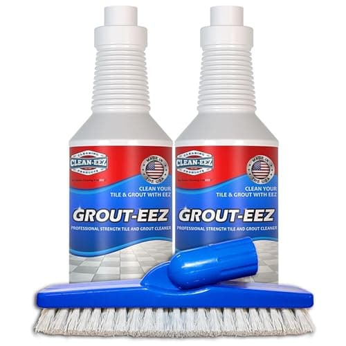 Clean-eez Grout Cleaner 2 Pack with Stand-Up Brush Attachment - Stain Remover Heavy-Duty Scrubber - Bathroom Shower Ceramic Porcelain Tile & Grout Only - Easy Control Flip Top Cap - 32 oz. - Image 1