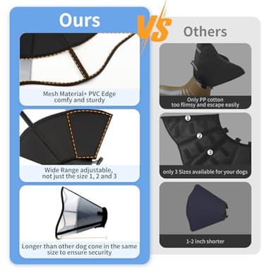 WinWeal Soft Dog Cone for Dogs After Surgery, Breathable Pet Recovery Collar for Large Medium Dogs, Adjustable Dog Cone Collar, Elizabethan Collar (L, Black) - Image 5